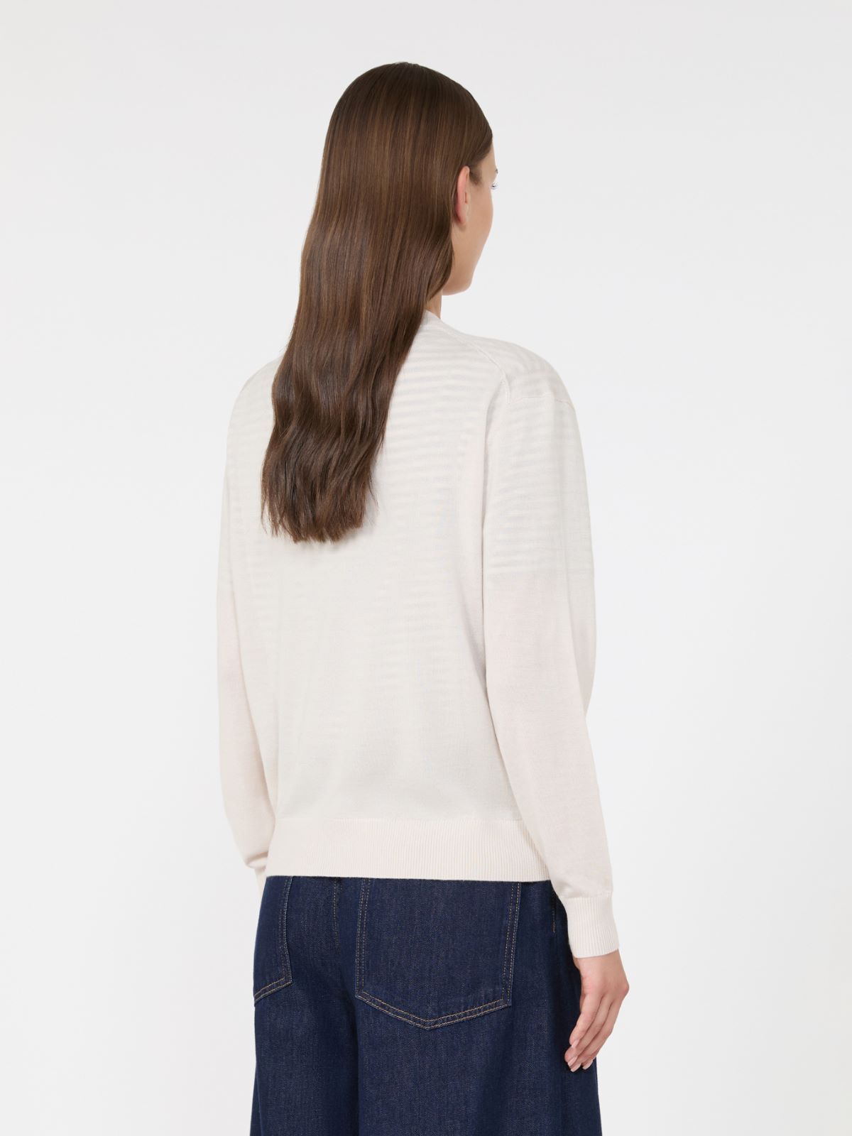 Wool, silk and cashmere V-neck cardigan - IVORY - Max Mara - 3