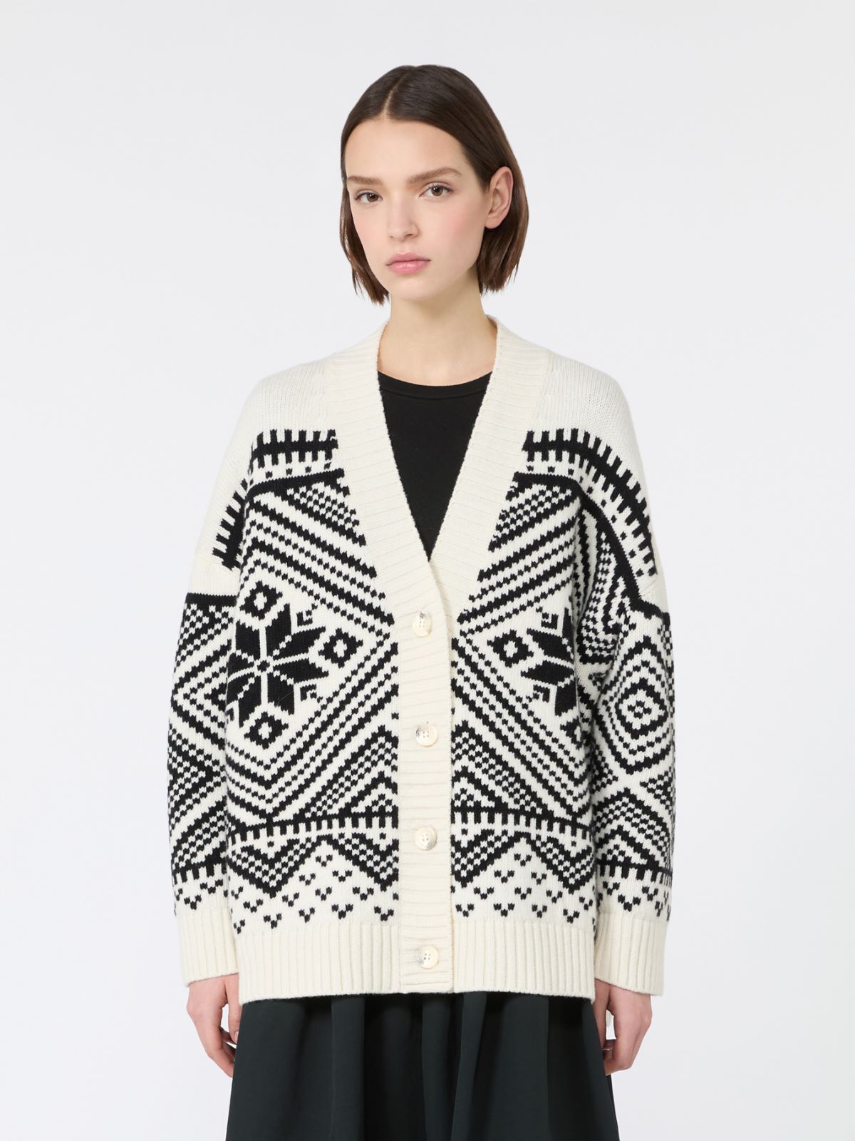 Cardigan in lana jacquard - NERO - Max Mara - 2