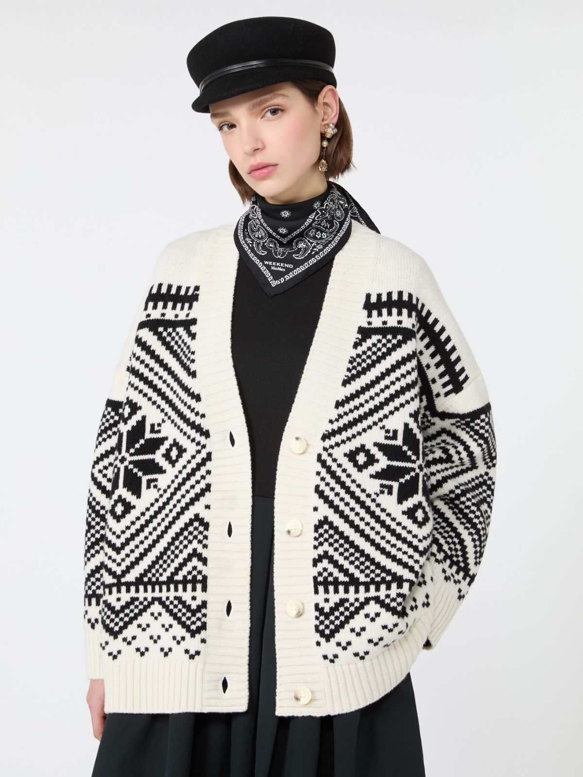 Cardigan in lana jacquard - NERO - Max Mara - 4