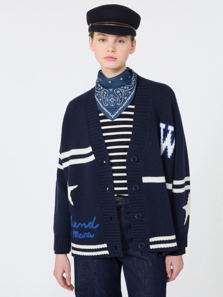 Żakardowy kardigan z wełny - ULTRAMARYNA - Max Mara - 4