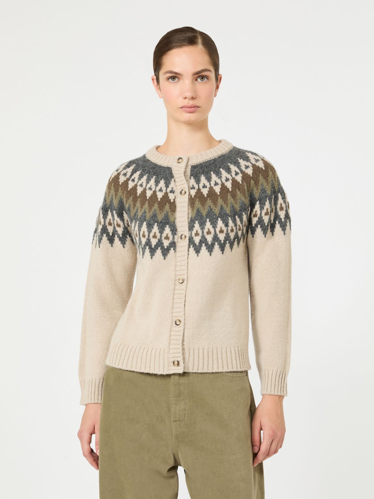 Alpaca and wool blend cardigan - BEIGE - Max Mara - 2