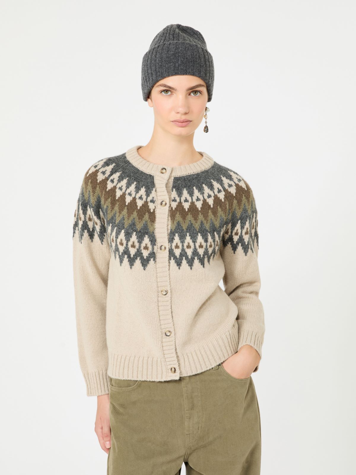 Alpaca and wool blend cardigan - BEIGE - Max Mara - 4