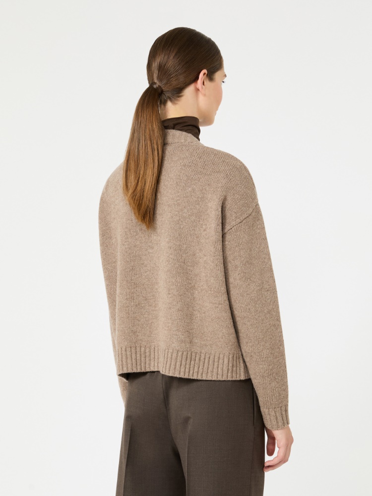 V-neck wool yarn cardigan - HAZELNUT BROWN - Max Mara - 3