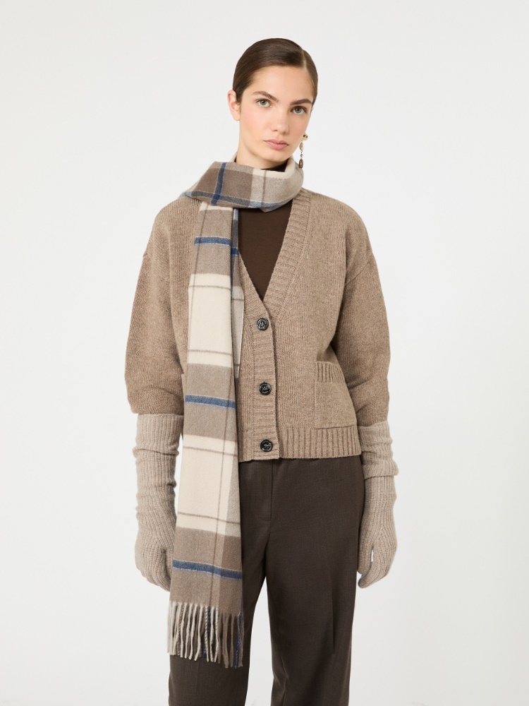V-neck wool yarn cardigan - HAZELNUT BROWN - Max Mara - 4