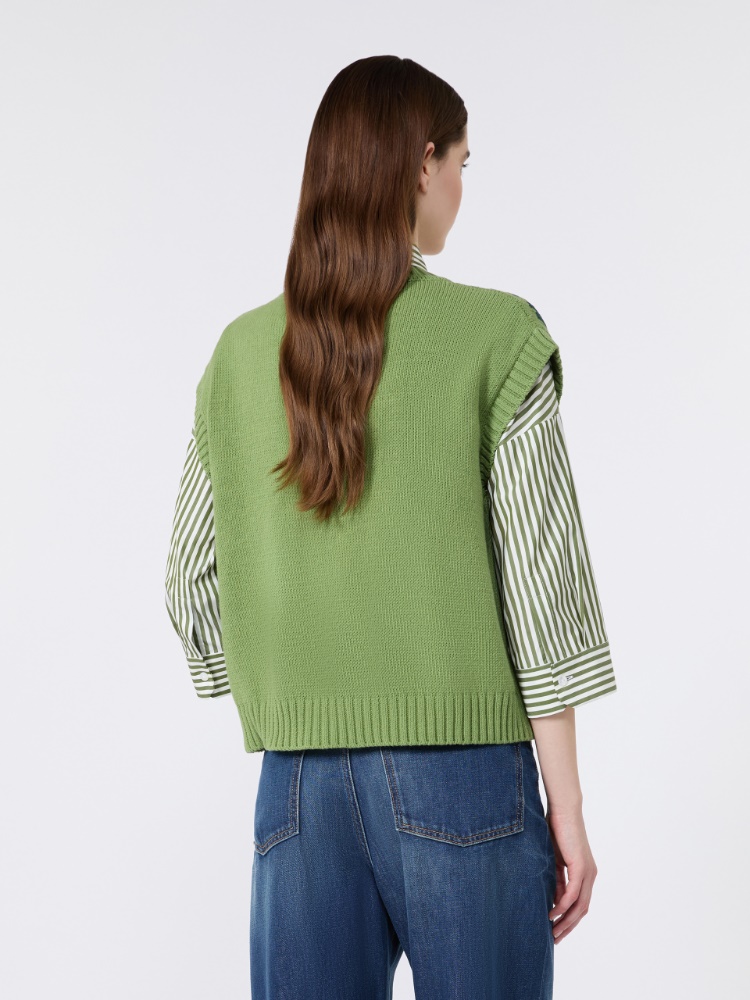 Inlaid cotton-blend gilet - GREEN - 3
