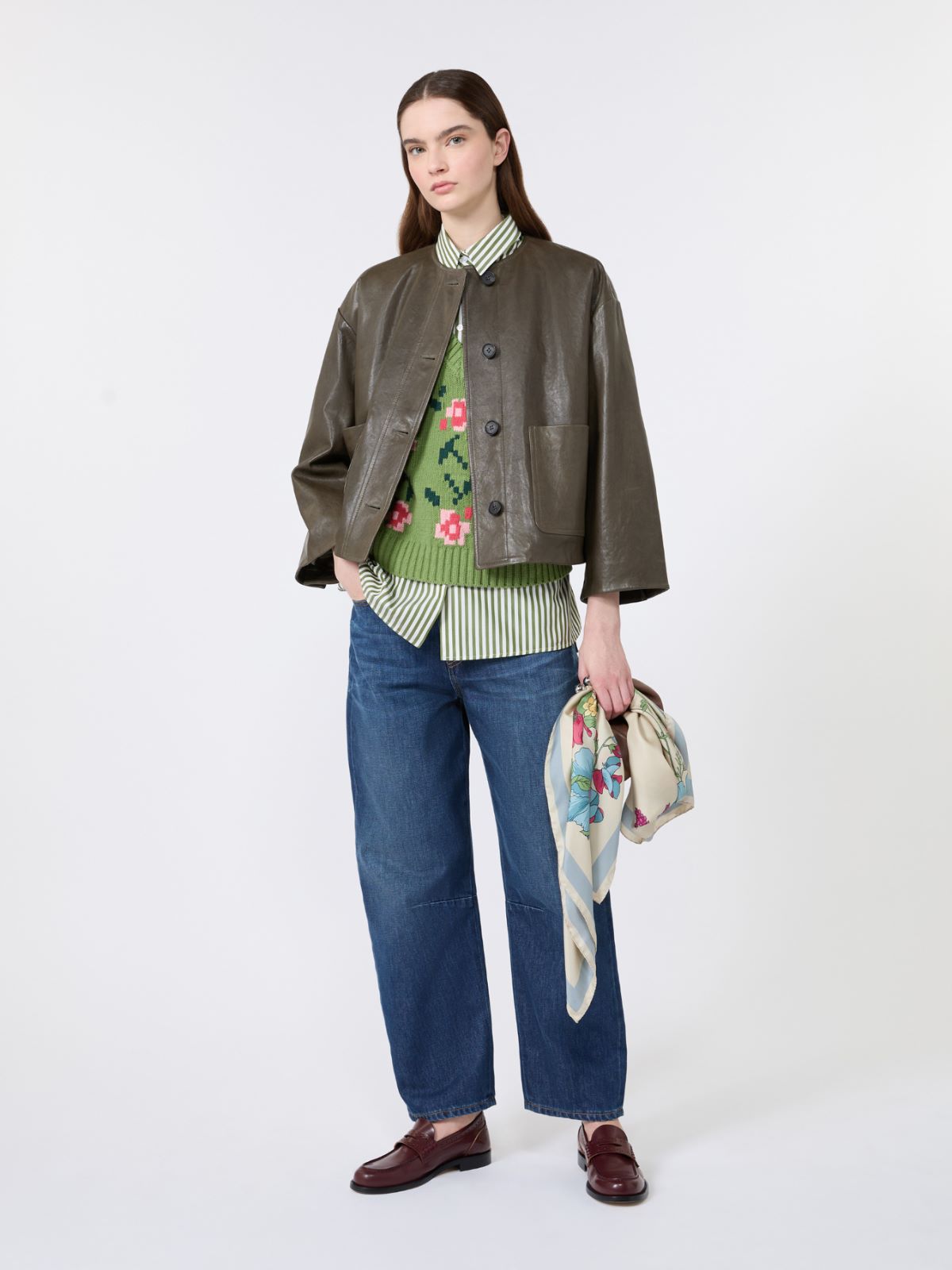 Inlaid cotton-blend gilet - GREEN