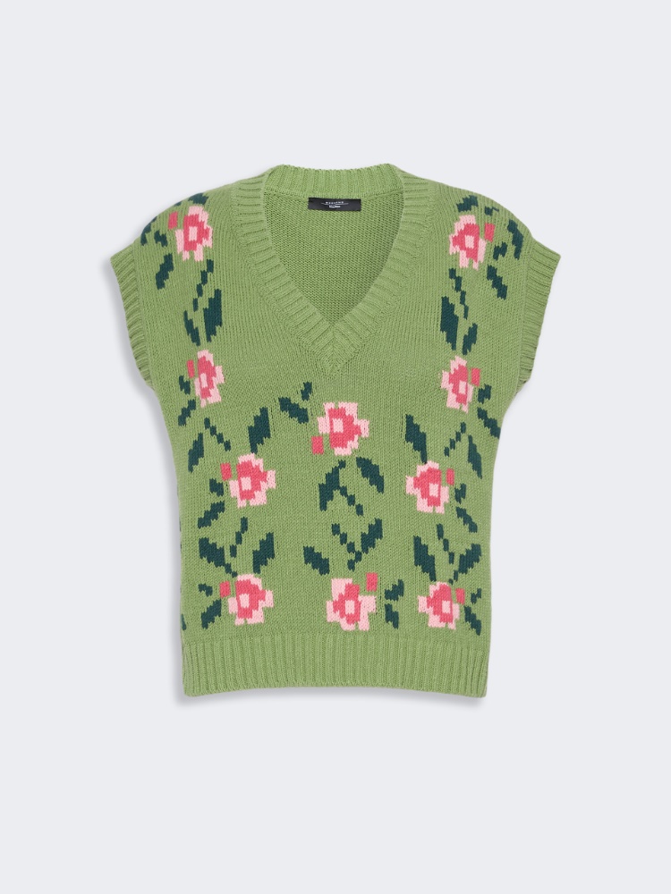Inlaid cotton-blend gilet - GREEN