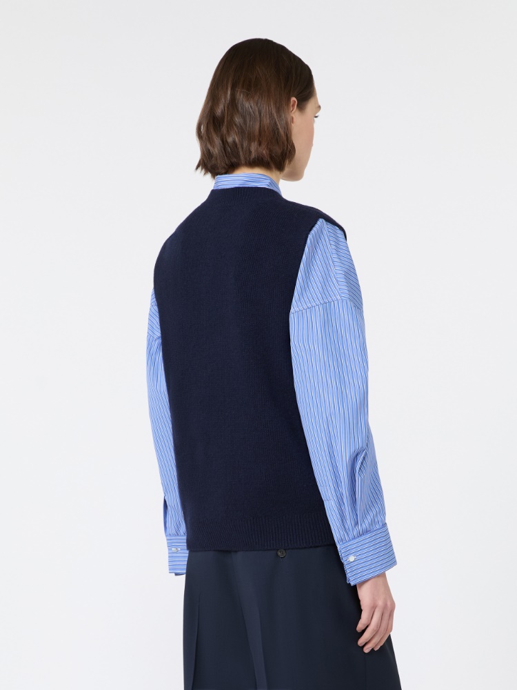 Wool yarn gilet with embroidery - ULTRAMARINE - Max Mara - 3
