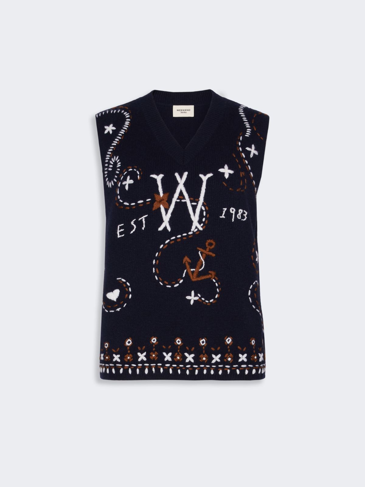 Wool yarn gilet with embroidery - ULTRAMARINE - Max Mara - 6