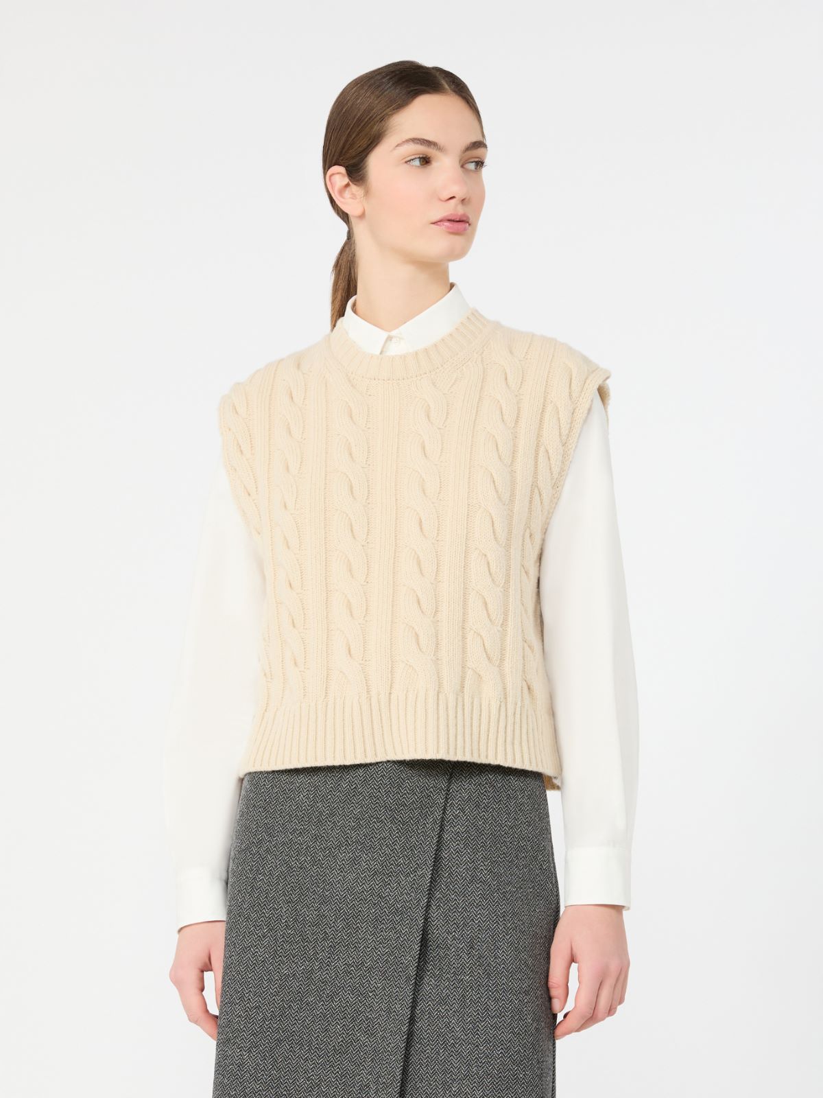 Gilet in filato di lana a trecce - GHIACCIO - Max Mara - 2