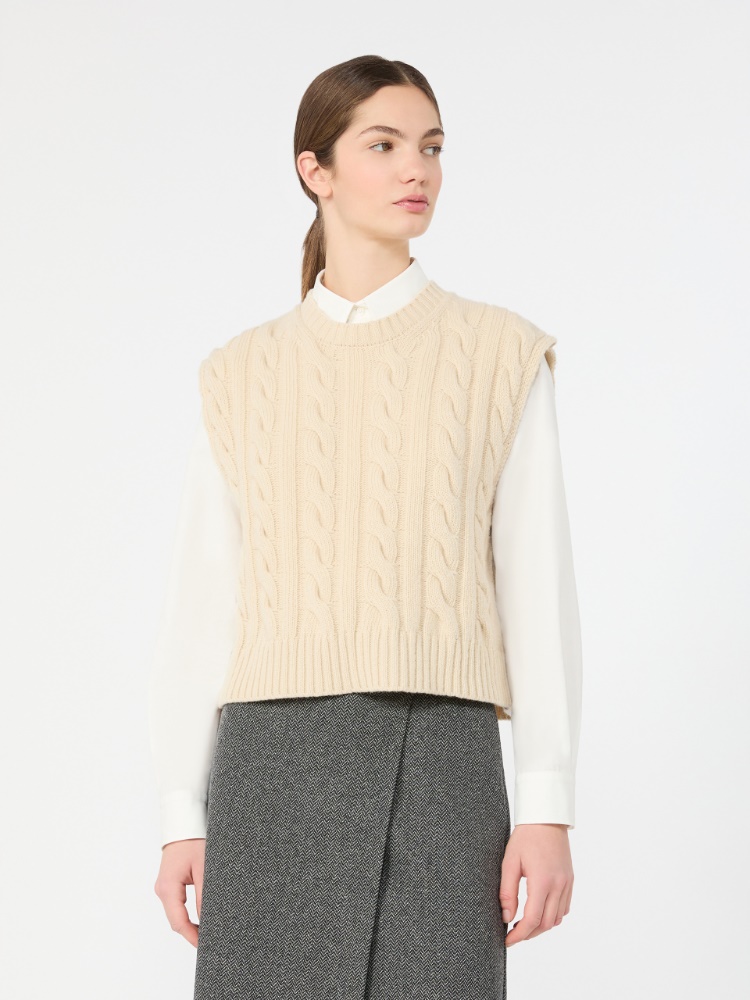 Gilet in filato di lana a trecce - GHIACCIO - Max Mara - 2
