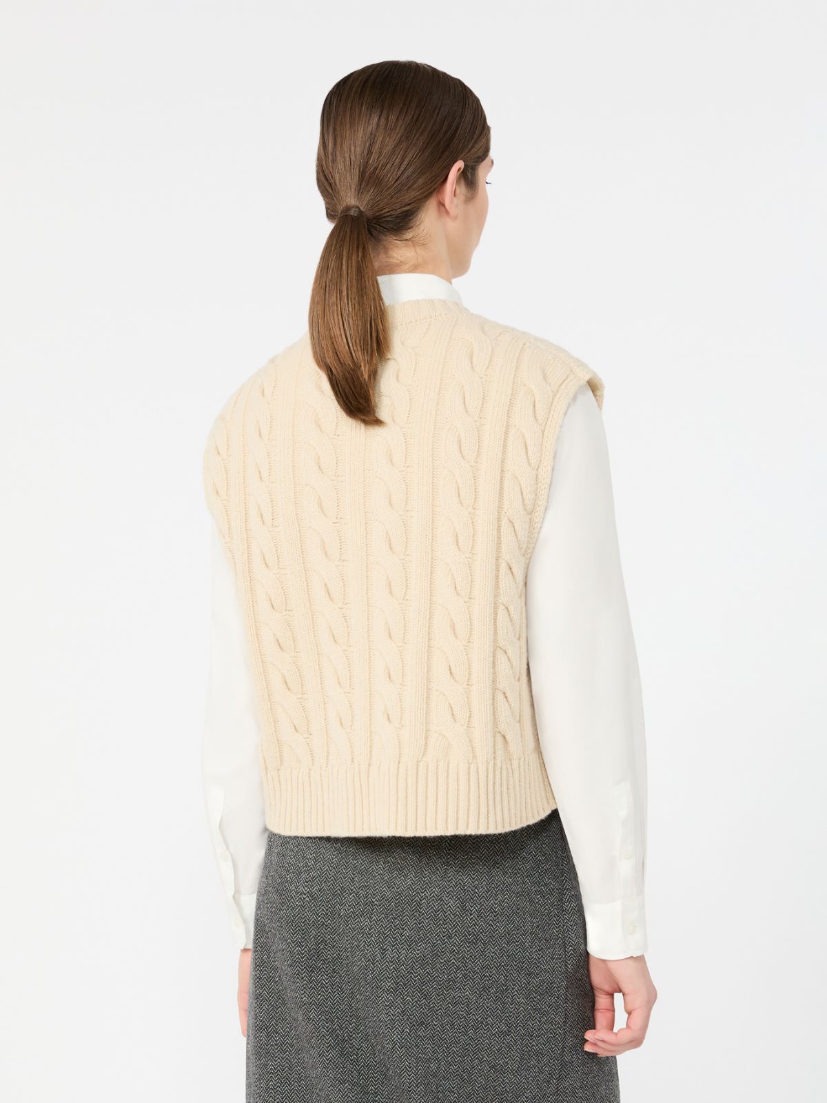 Gilet in filato di lana a trecce - GHIACCIO - Max Mara - 3