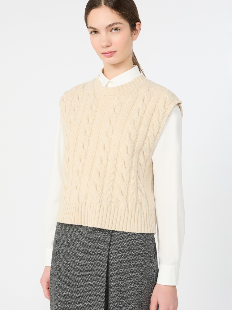 Gilet in filato di lana a trecce - GHIACCIO - Max Mara - 4