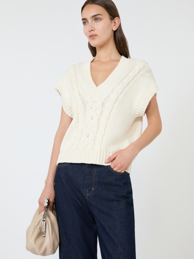 Gilet aus Baumwollgewebe - ECRU - 4