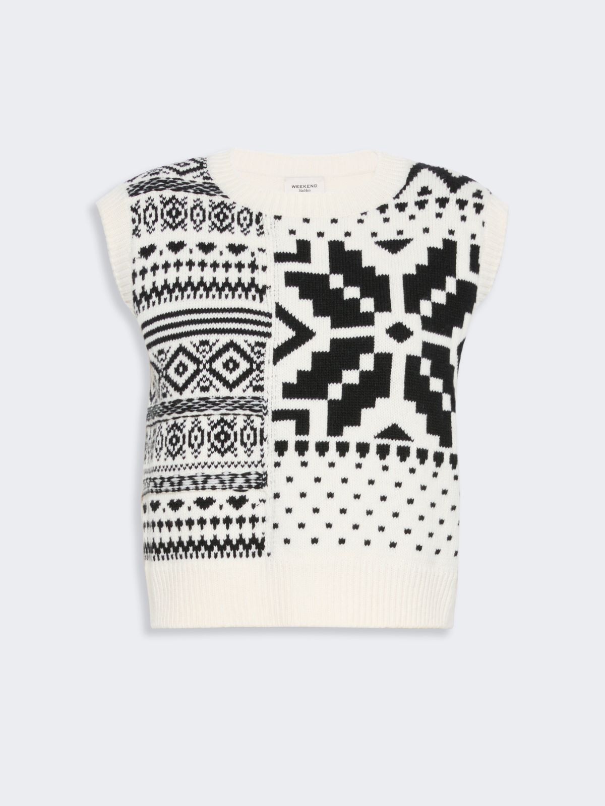 Żakardowa kamizelka z przędzy wełnianej - BIAŁY - Max Mara - 6
