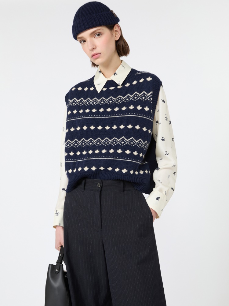 사바나 버진울 니트 조끼 - ULTRAMARINE - Max Mara - 4