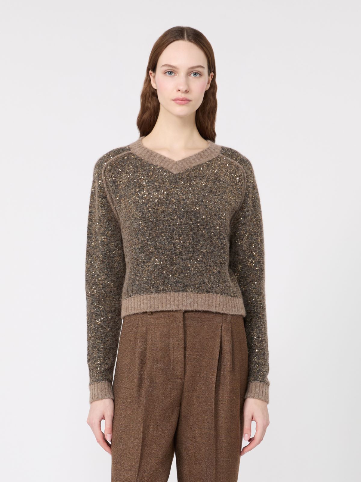 Maglia crop in misto alpaca - MARRON GLACE' - Max Mara - 2
