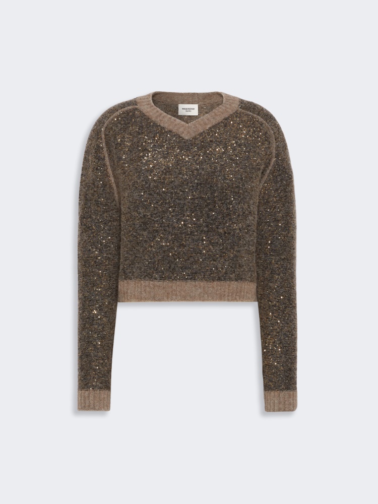 Cropped Alpaca-Blend Sweater - MARRON GLACE'