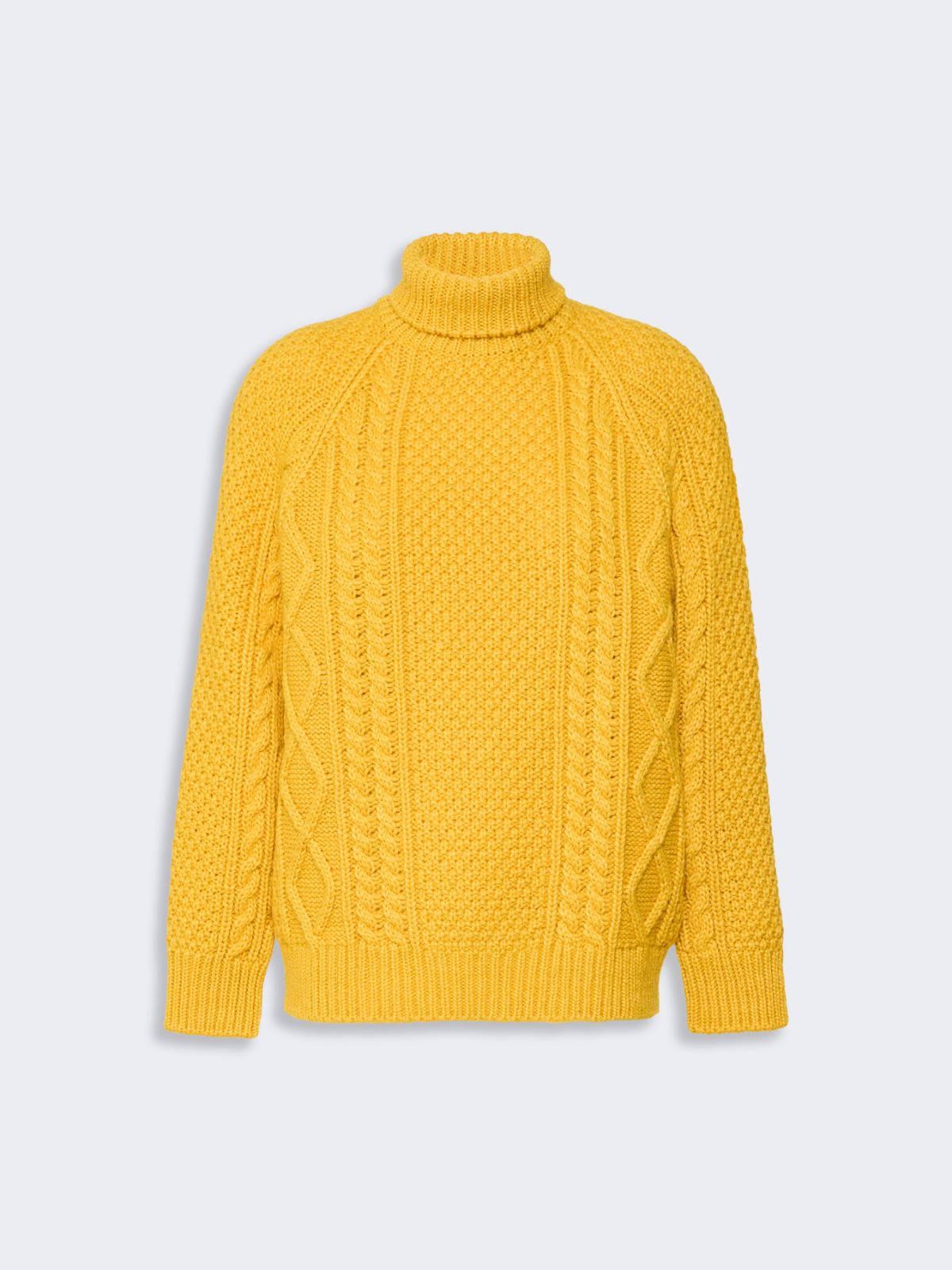Wool yarn turtleneck Aran jumper - YELLOW - Max Mara - 5