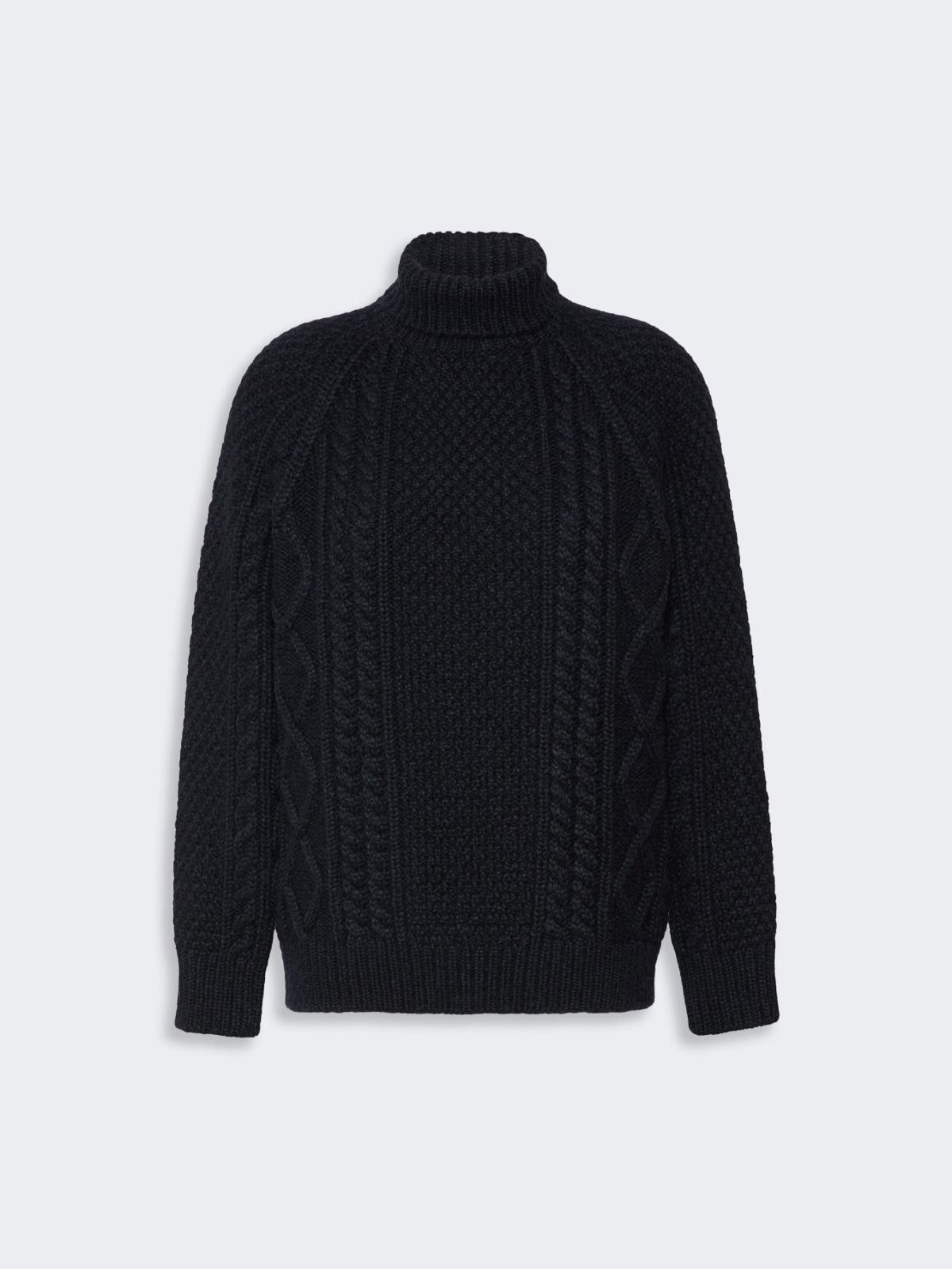 Wool yarn turtleneck Aran jumper - NAVY - Max Mara - 5