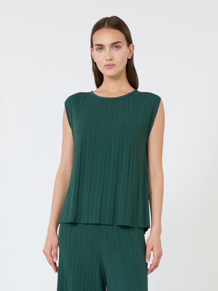 Pullover aus Plissee-Viskosegewebe - GRUEN - 2