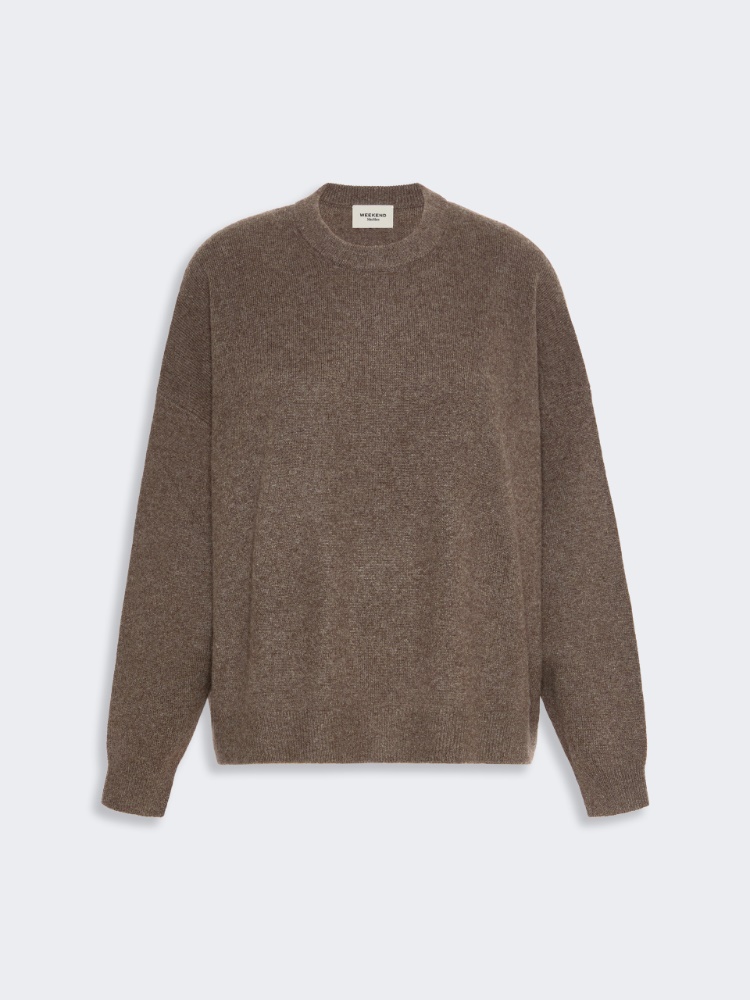 Cashmere yarn crew-neck jumper - MARRON GLACE'