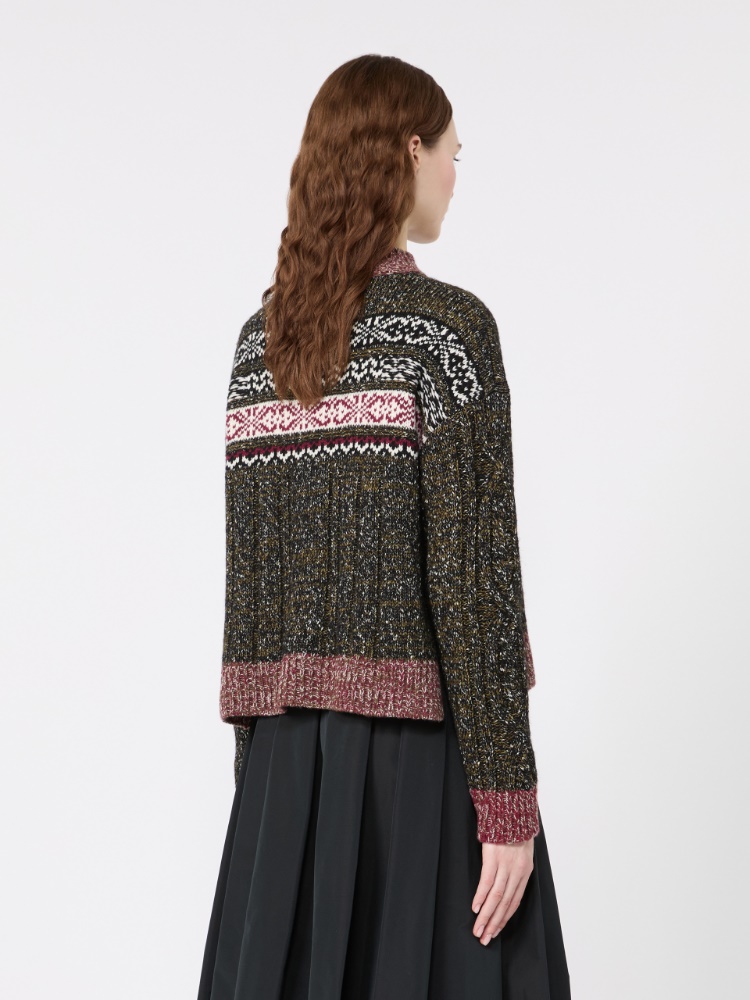 Jacquard Wool-Cotton Crewneck Sweater - BLACK - Max Mara - 3