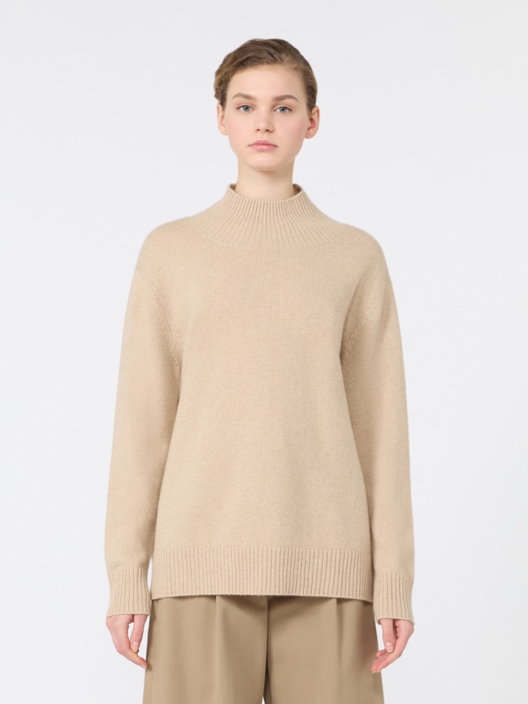 Sweter z golfem z kaszmiru - BEŻOWY - Max Mara - 2