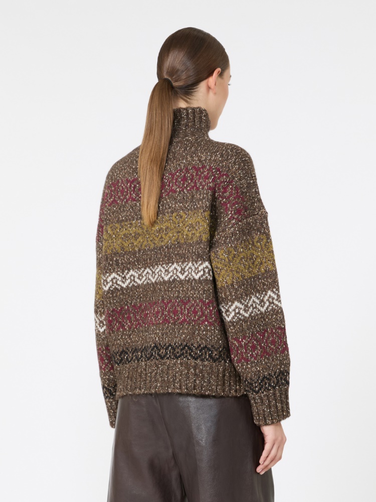 Wool-Cotton Turtleneck Sweater - CHOCOLATE - Max Mara - 3