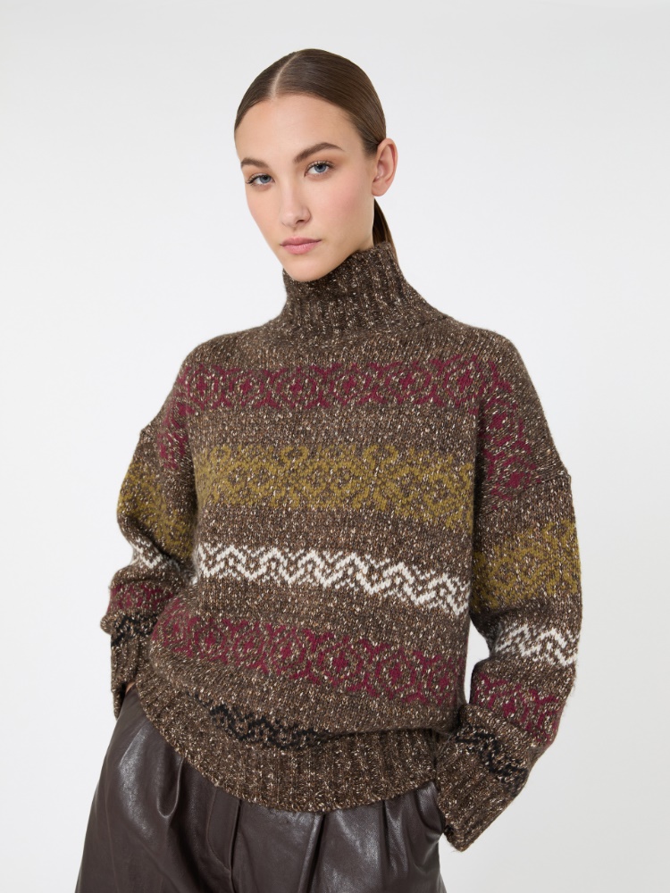 Wool-Cotton Turtleneck Sweater - CHOCOLATE - Max Mara - 4