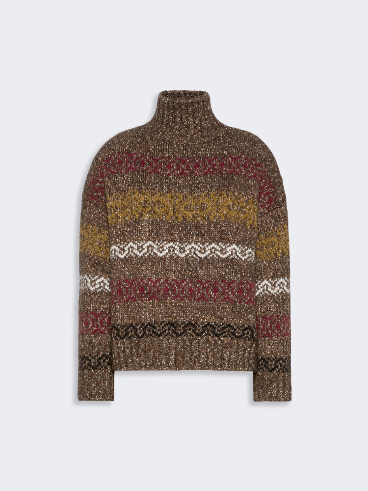 Wool-Cotton Turtleneck Sweater - CHOCOLATE - Max Mara - 5