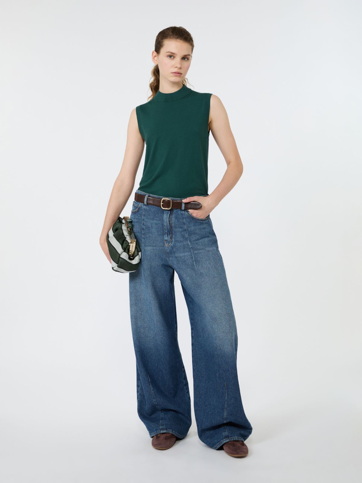 Stretch viscose sweater - GREEN