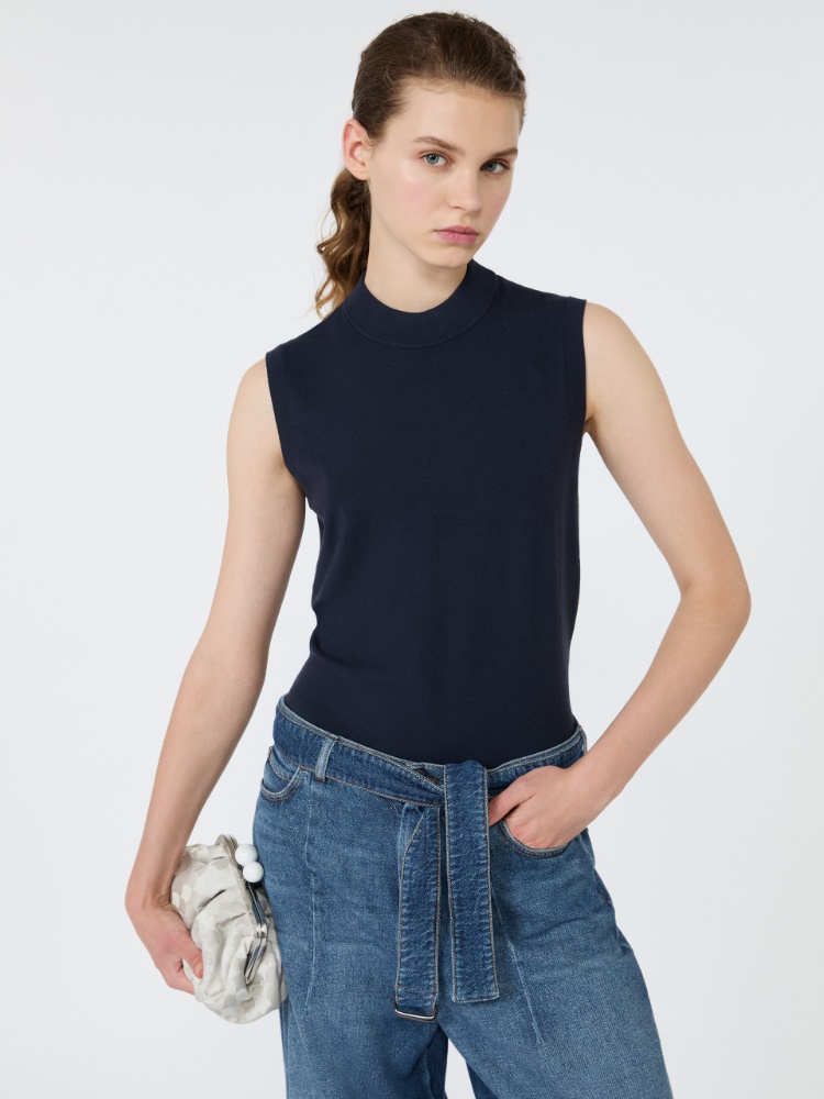 Stretch viscose sweater - NAVY - 4