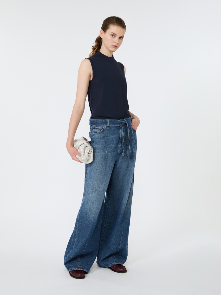 Stretch viscose sweater - NAVY - 1