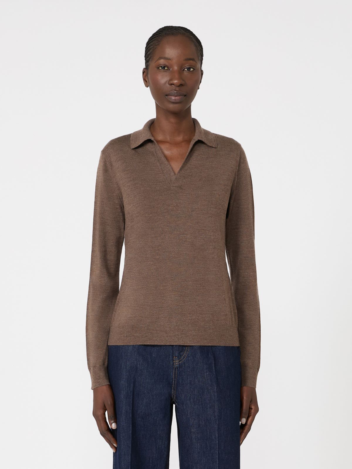 Wool and cashmere yarn polo shirt - MARRON GLACE' - Max Mara - 2