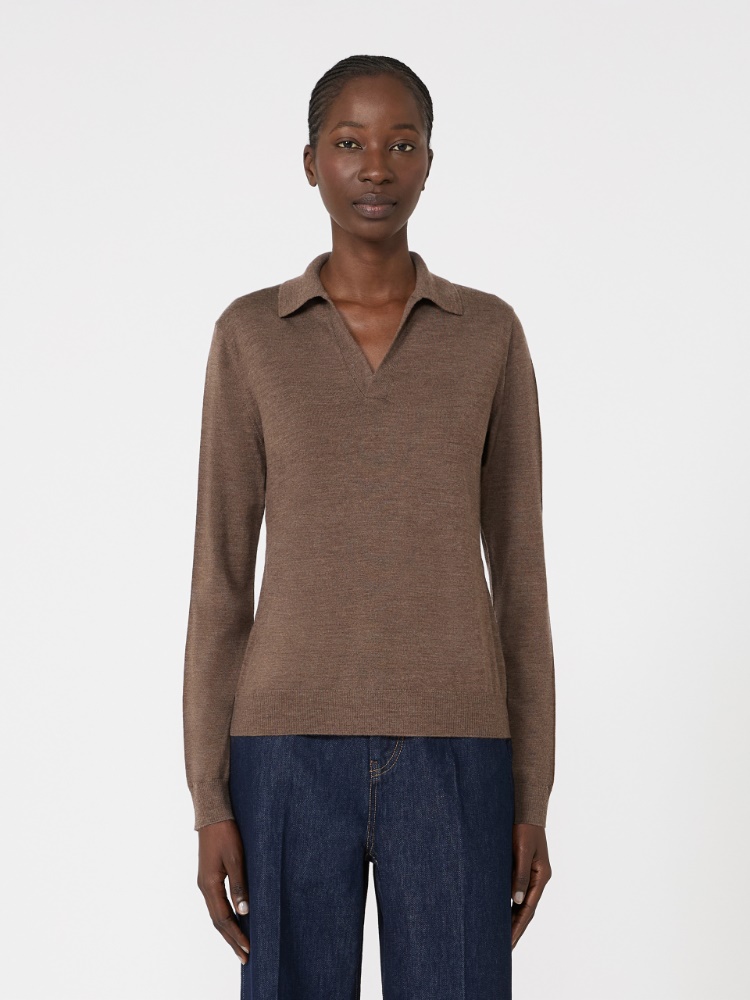Wool and cashmere yarn polo shirt - MARRON GLACE' - Max Mara - 2