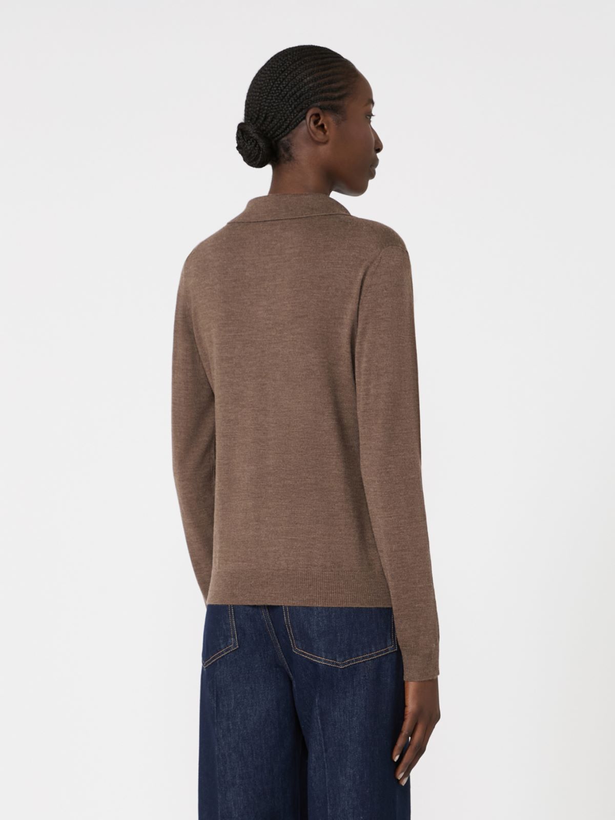 Wool and cashmere yarn polo shirt - MARRON GLACE' - Max Mara - 3