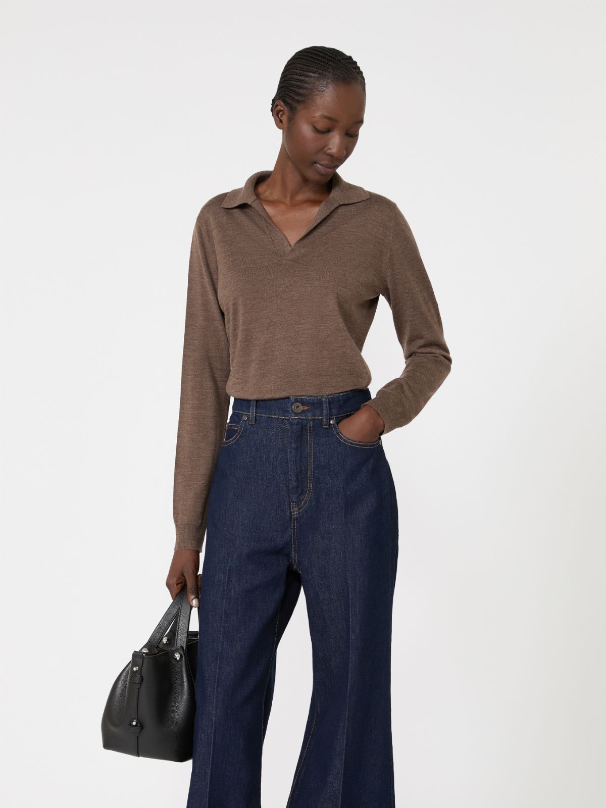 Wool and cashmere yarn polo shirt - MARRON GLACE' - Max Mara - 4