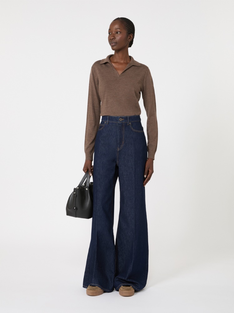 Wool and cashmere yarn polo shirt - MARRON GLACE'