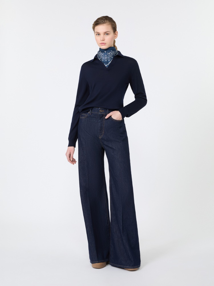Wool and cashmere yarn polo shirt - NAVY - Max Mara