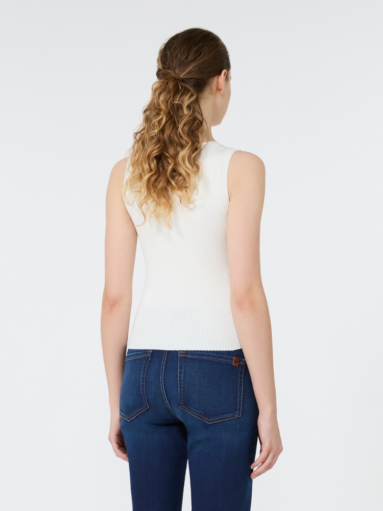 Sleeveless stretch viscose sweater - WHITE - 3