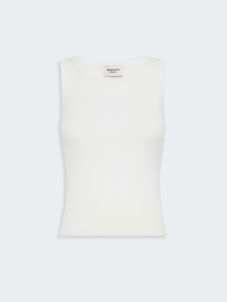 Jersey sin mangas de viscosa elástica - BLANCO