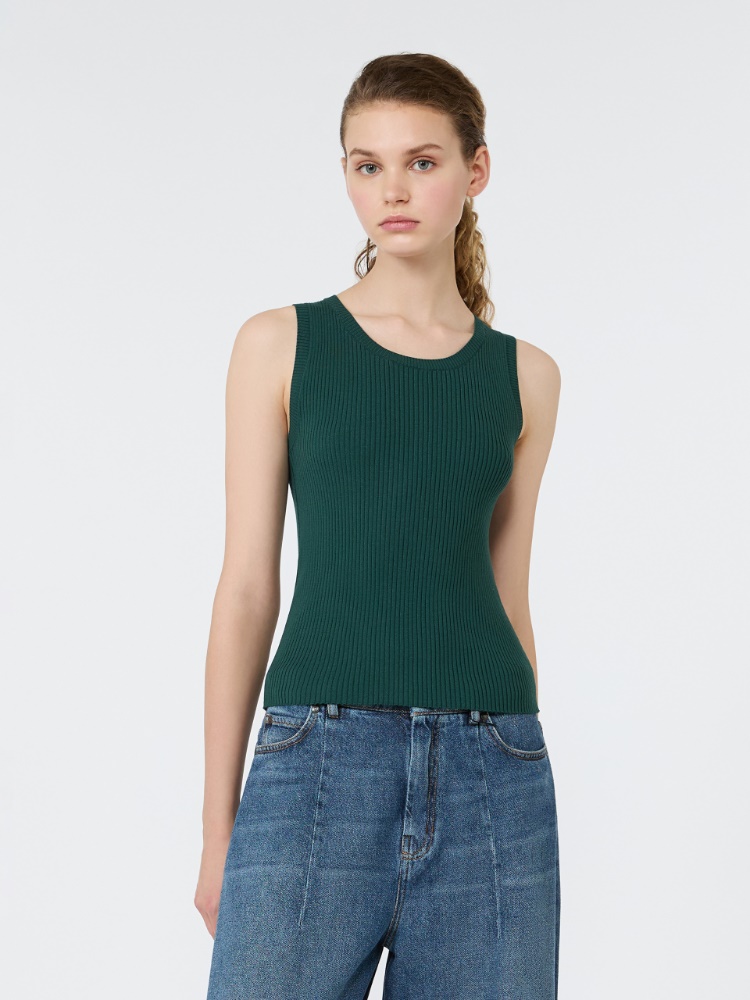 Sleeveless stretch viscose sweater - GREEN - 2