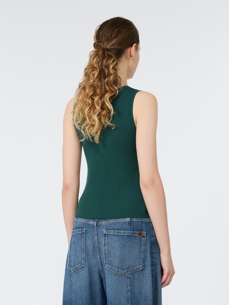 Sleeveless stretch viscose sweater - GREEN - 3
