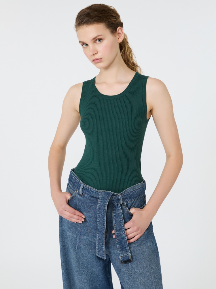 Sleeveless stretch viscose sweater - GREEN - 4