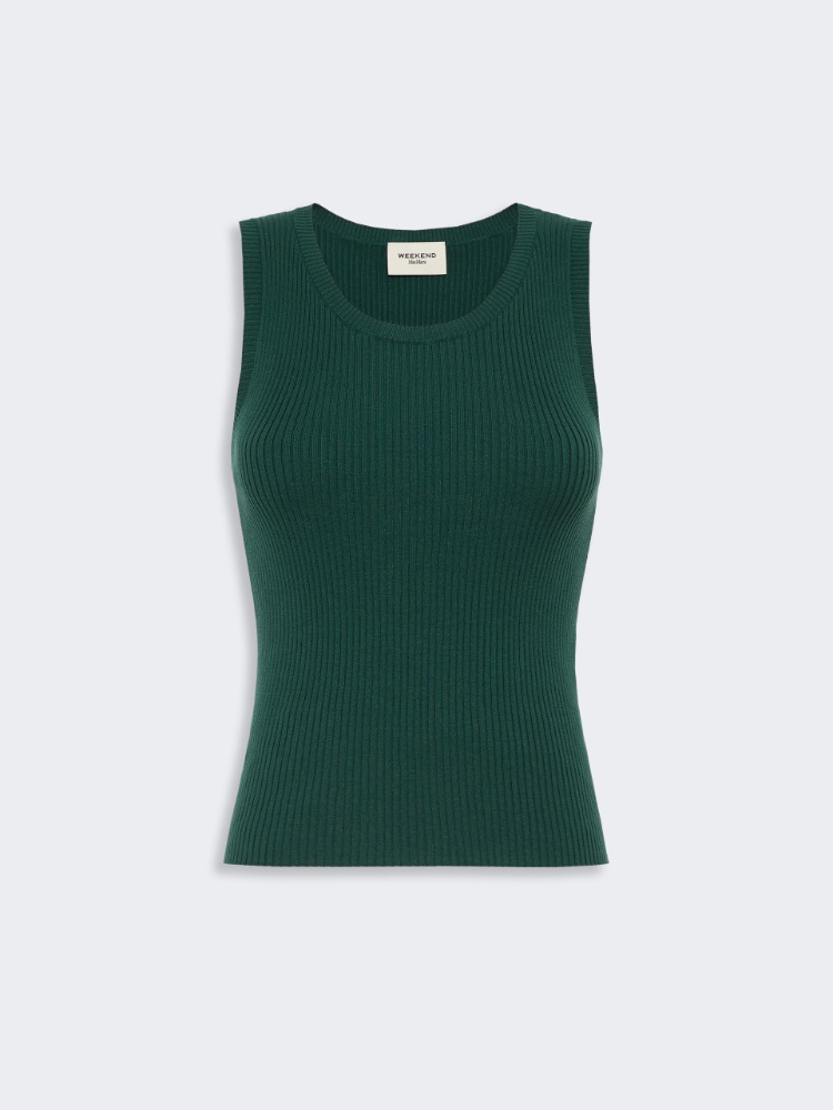 Sleeveless stretch viscose sweater - GREEN - 5