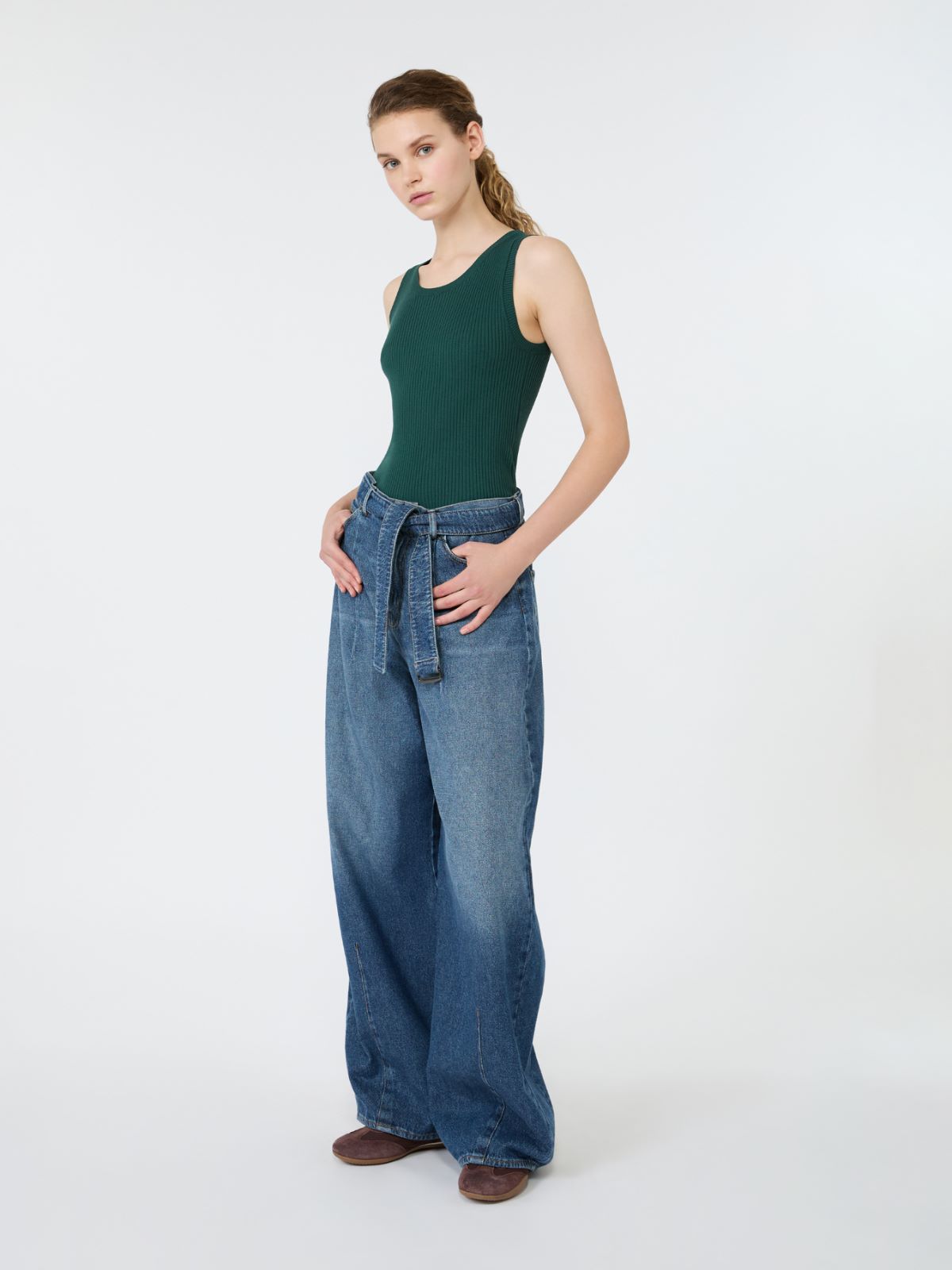 Sleeveless stretch viscose sweater + GREEN - Max Mara