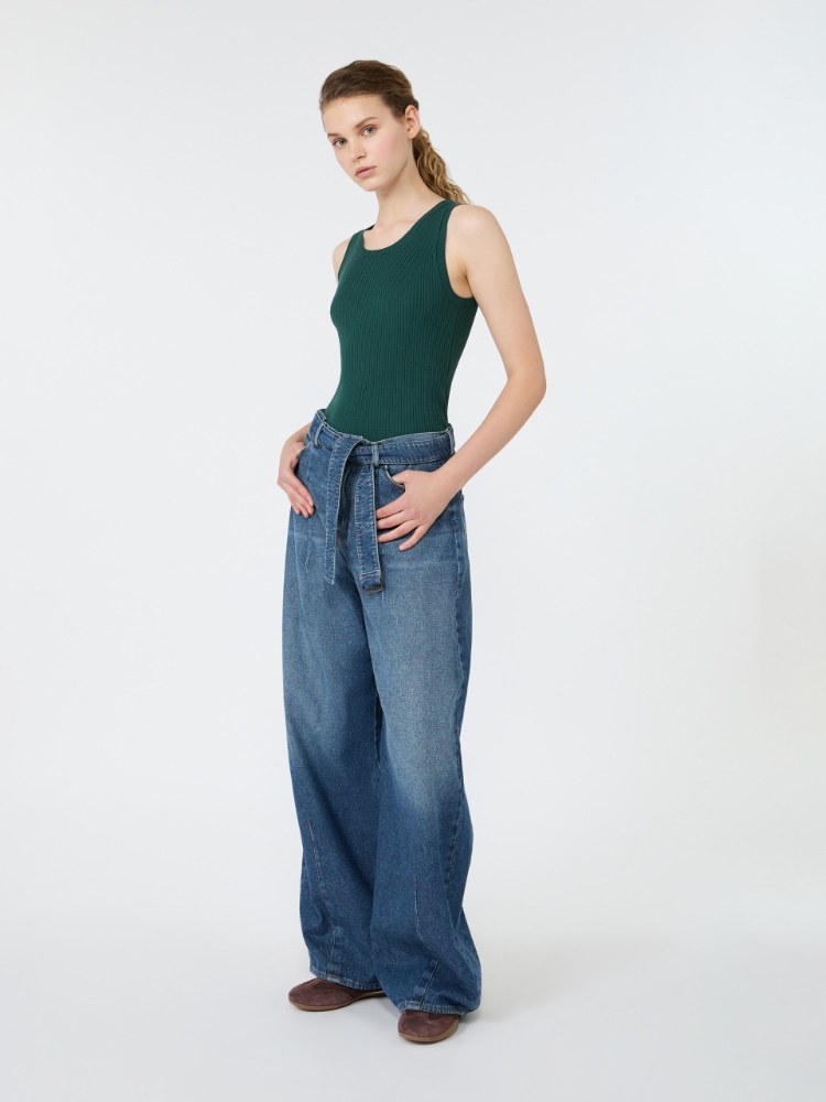 Sleeveless stretch viscose sweater - GREEN