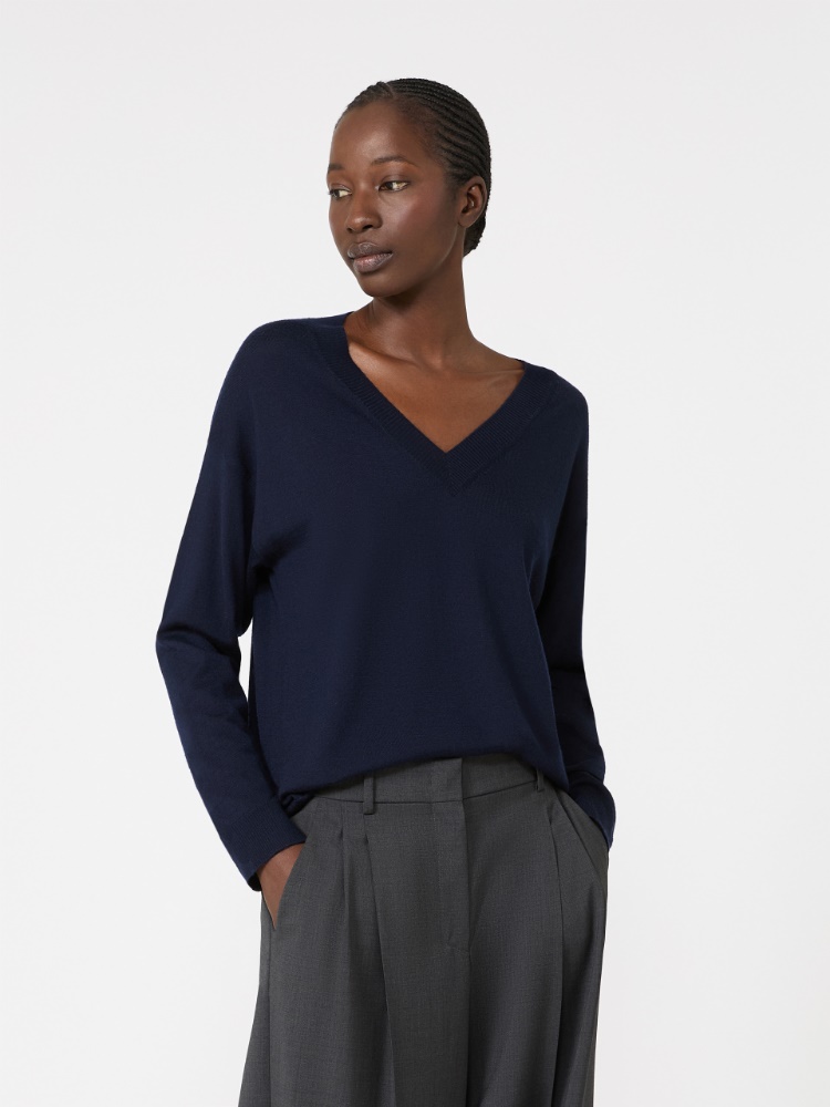 Weicher Pullover aus Wolle und Kaschmir - BLAU - Max Mara - 4