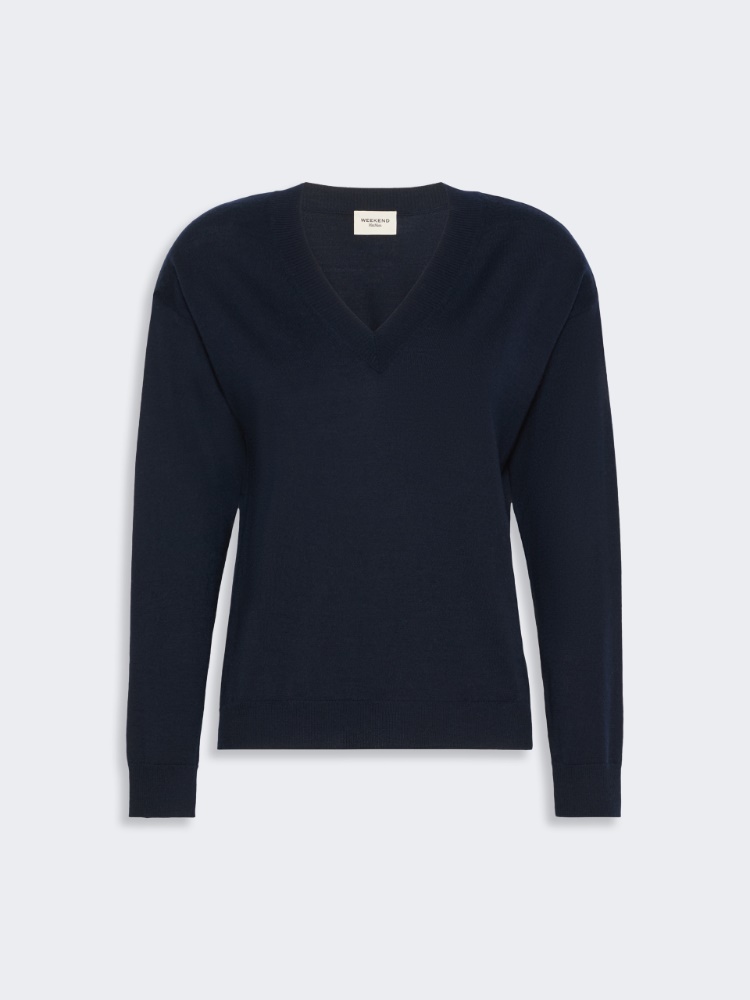 Weicher Pullover aus Wolle und Kaschmir - BLAU